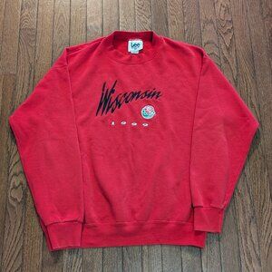 1999 Wisconsin Badgers Rose Bowl Embroidered Lee Sport Crewneck Made in USA Sz L